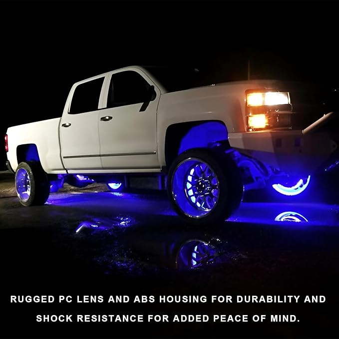 10 PCS Car LED Rock Strip Lights, 3.8" 6 LED Shockproof Thin Line Side Marker Clearance Light, Waterproof Exterior Underglow Wheel Fender Well Lighting Kit for Most Vehicles (Blue)