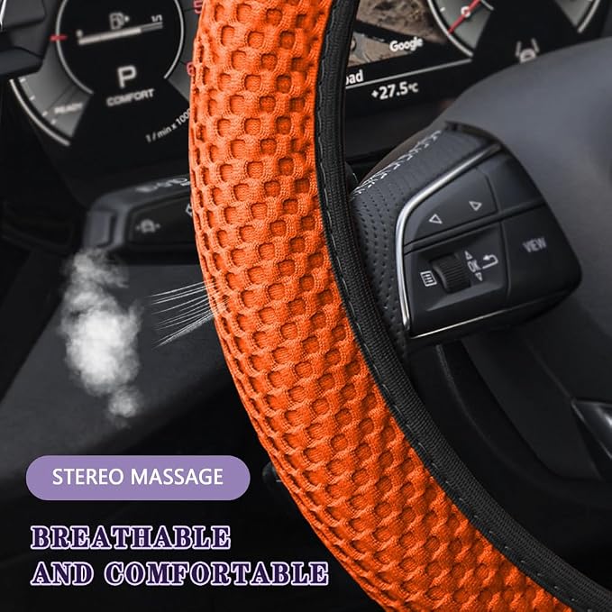 Elastic Stretch Steering Wheel Cover, Steering Wheel Cover, 15" Breathable Auto Steering Wheel Protector, Universal Car Accessories Comfortable Non-Slip Vehicle Steering Wheel Covers for Women Men