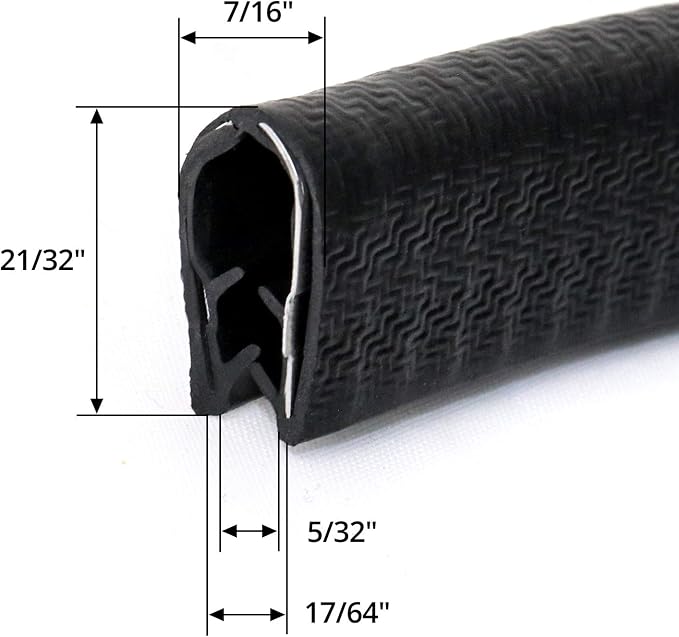 QWORK U-Shape Edge Trim, 10 Feet Weather Stripping Car Door Edge Protector, Flexible Push-On Rubber Guard for 1/4" Sharp Metal Edges