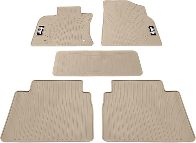 Fit 2018-2024 Toyota Camry Custom Fit Floor Mat IKON Style Beige | IKON MOTORSPORTS, Latex Rubber Heavy Duty All Weather Car Front Rear Carpets Liner 5PC