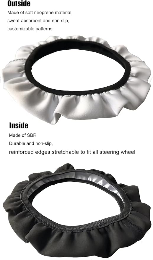 AFPANQZ Christmas Steering Wheel Covers Xmas Decor Car Accessories Cartoon Santa Claus Car Steering Wheel Covers Anti-Slip Soft Grip 14-15 inch Stretch-on Steering Wheel Protector Rrd
