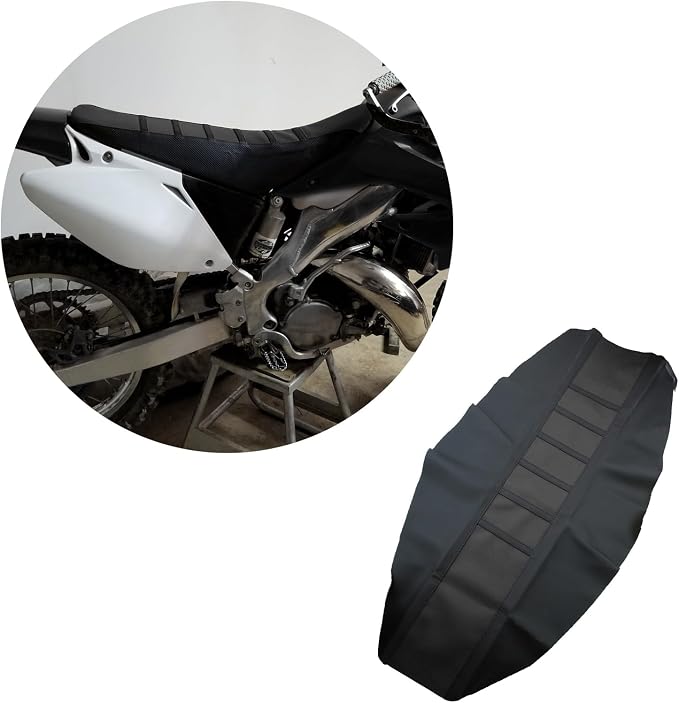 Universal Motorcycle Seat Cover Non-Slip Suitable Rubber Striped Seat Covers Soft for YZ125 YZ250 YZ450F WR250F WR450F TTR230 YZ TTR WR 125 250 Dirt Pit Bike Motocross Off Road Motorbike (Black)