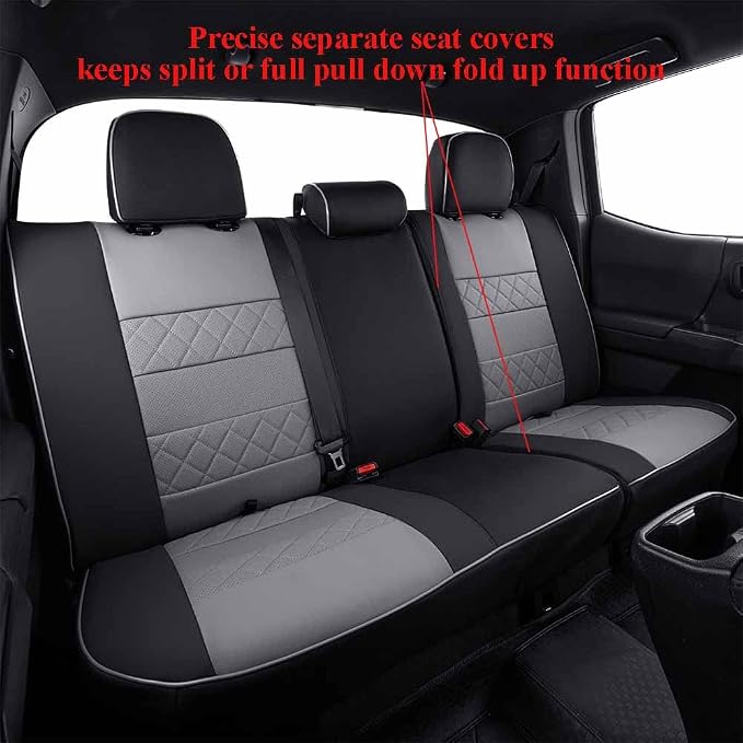 EKR Silverado Seat Covers Custom Fit for (Double Cab) 2014-2018 Chevrolet Silverado 1500 & HD 2500/3500 LT/LTZ/Custom,Leather Car Seat Cover Full Set,Faux Leather (Black/Gray)