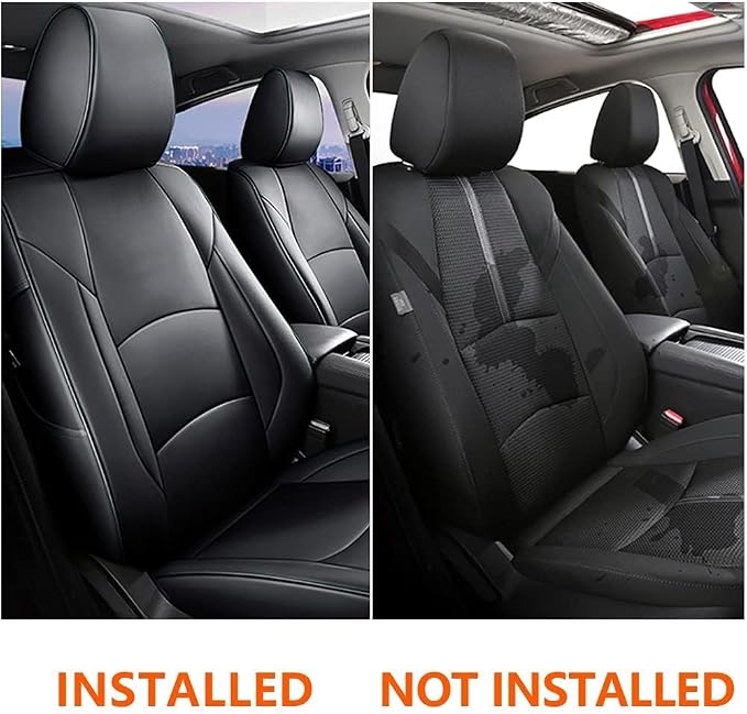 AOMSAZTO Seat Covers for Mazda 3 2014 2015 2016 2017 2018 | Customized Full Set Faux Leather Waterproof AirbagCompatible Seat Cover Black