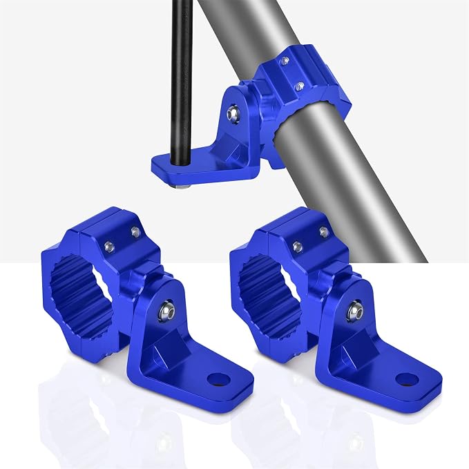 ZIDIYORUO UTV Whip Light Mounts for 1.75-2in Dia Roll Cage, Blue 2PCS | Aluminum Light Brackets, for 1.75-2in Dia UTV cages. Holds LED whips, chase lights, flags. 360 swivel. Fits RZR, Can-Am, Jeep