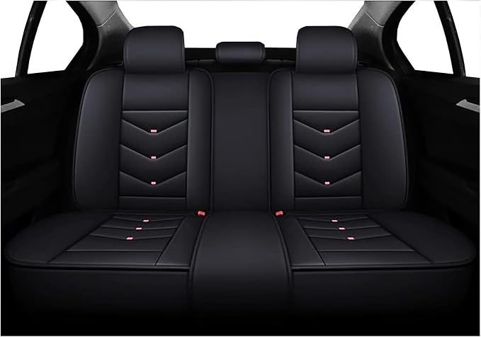 Leather Car Seat Covers,Full Coverage Seat Covers Full Set with Fixed Lumbar Support,Universal Automotive Seat Covers for Cars,SUVs,Trucks and Sedans