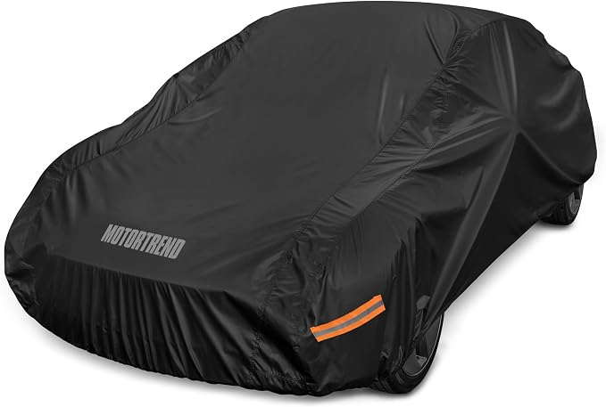 Motor Trend SafeKeeper All Weather Black Car Cover - Advanced Protection Formula - Waterproof 6-Layer for Outdoor Use, for Sedans Up to 210" L