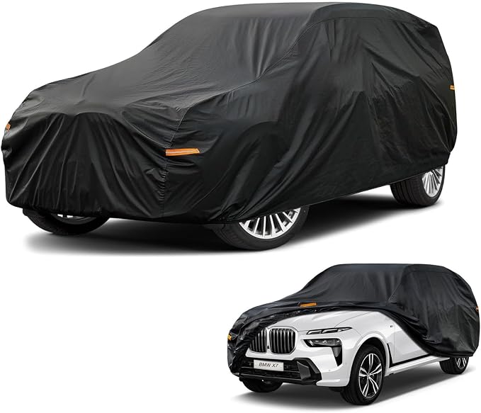 Kayme 7 Layers SUV Car Cover Custom Fit for BMW X7 (2018-2025) Waterproof All Weather for Automobiles, Outdoor Full Cover Rain Sun UV Protection.Black