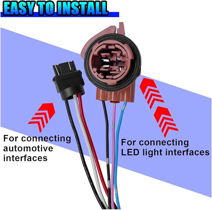 2PCS 50W 6Ohm 3157 4157 LED Load Resistor Decoders (Black) | Brake Light Load Resistors Fix Hyper Flash, Bi-Filament Fog Lights Harness Adapter for Switchback LED Turn Signal Light