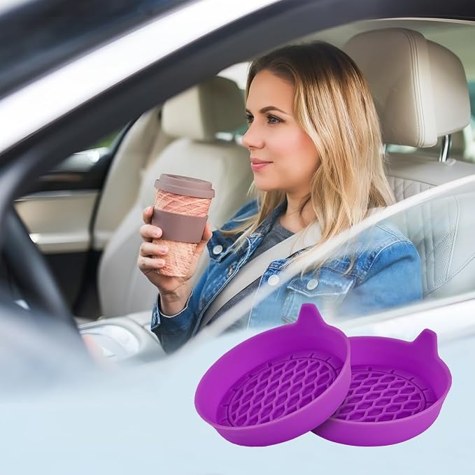 Zpana 4PCS Car Cup Holder Coasters, Silicone Non-Slip Vehicle Cup Recessed Mats, Sift-Proof Automotive Interior Drink Insert Decor Accessories, Universal for SUV, Sedan, Truck (Dark Purple)