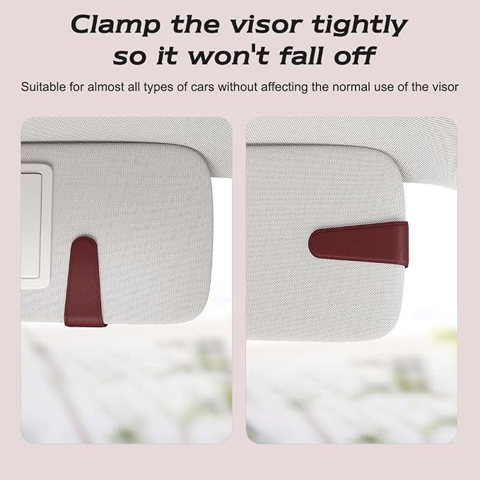 Sotfamily Sunglass Holder for Car Visor, Suede Cloth Magnetic Sunglass Organizer for Car Accessories, 2 Packs, Claret