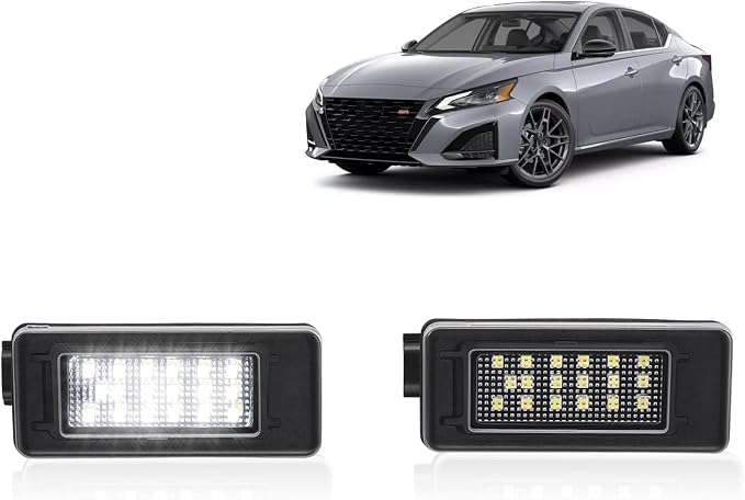 2PCS LED License Plate Lights Rear Number Lamps Fit Altima Sentra Versa Rogue 26510-8990E Xenon White Rear Tag Light Kit Assembly 2Pcs