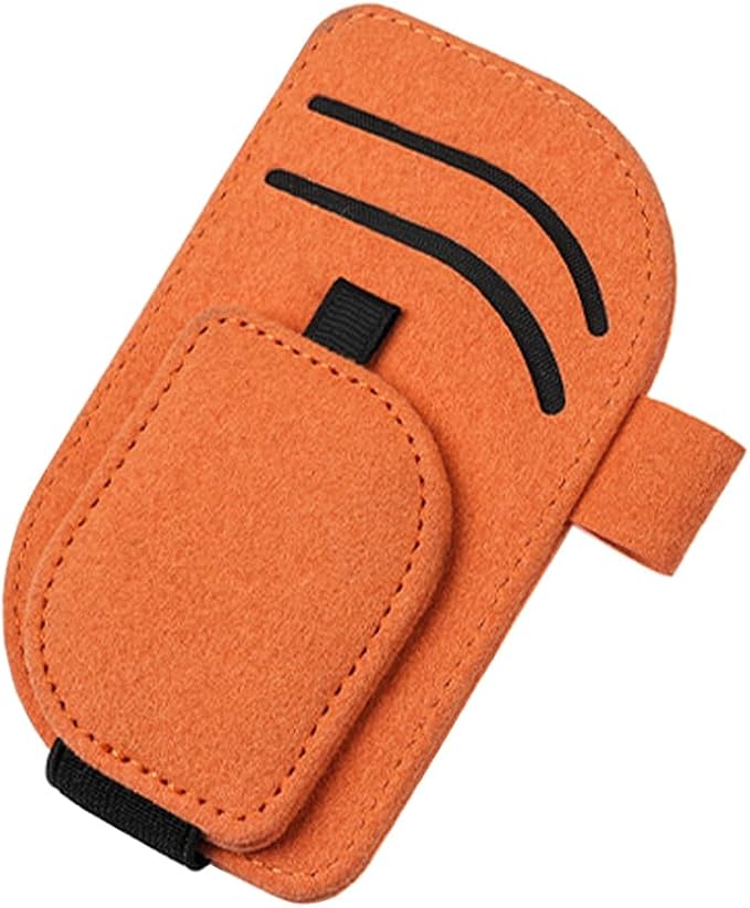 Car Sun Visor Organizer, Multi-Pocket Vehicle Sunglass Card Holder with Pen Slot, Automotive Interior Sunshade Glasses Storage Organizer, Universal Fit (Orange)