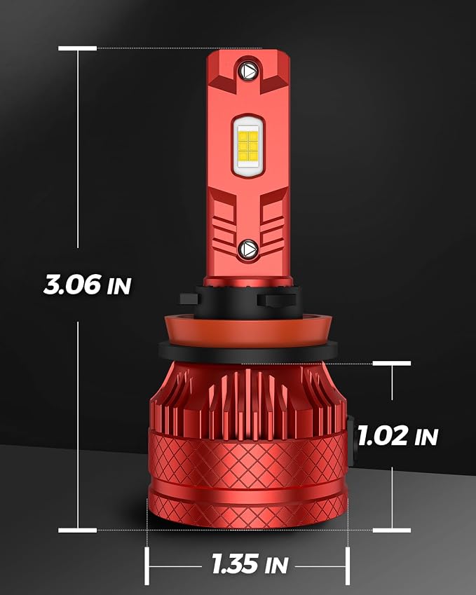 Torchbeam H11/H8/H9 LED Bulb, 80000LM 800% Super Brighter H11/H8 LED Bulbs, 6500K Cool White H11/H9 Bulbs with 12000RPM Cooling Fan, 10-Year Extended Lifespan IP68 Waterproof Plug and Play, Pack of 2
