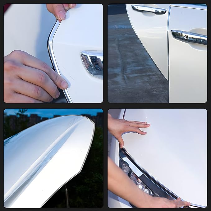 Blilo Car Door Edge Guards, 16Ft U Shape Door Edge Trim, Rubber Molding Auto Door Edge Seal Protector, Anti-Collision Vehicle Protection Accessories Universal for SUV, Truck, Van (Silver)