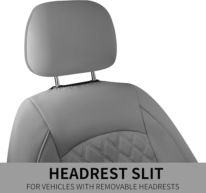 HChengkikz Front Car Seat Cover, Waterproof Nappa Leather (Gray) | Breathable, Airbag compatible, Easy to Install, Universal Fit for Most Cars, Sedans, SUVs, Vans, Trucks