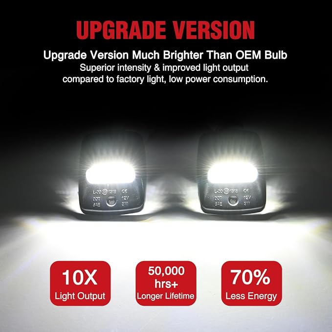 Nilight License Plate Lights Compatible with 2005 2006 2007 2008 2009 2010 2011 2012 2013 2014 2015 Toyota Tacoma 2000-2013 Tundra Black Housing 6000K White 2PCS Pack
