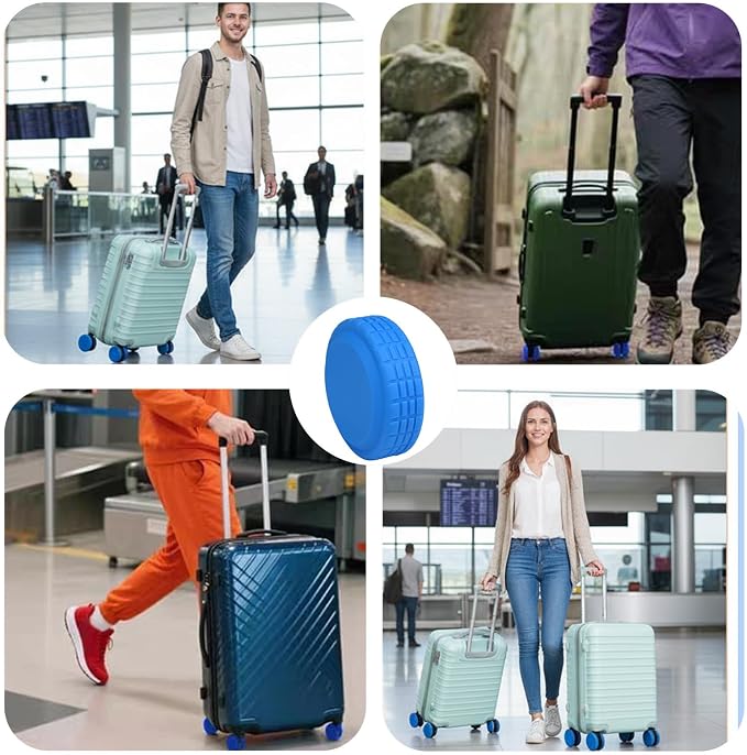 16 Pcs Luggage Wheel Covers, Silicone Full Wrap Suitcase Caster Protector, Noise Reduction Anti Slip Spinner Swivel Tires Replacement Parts For Travel Bags