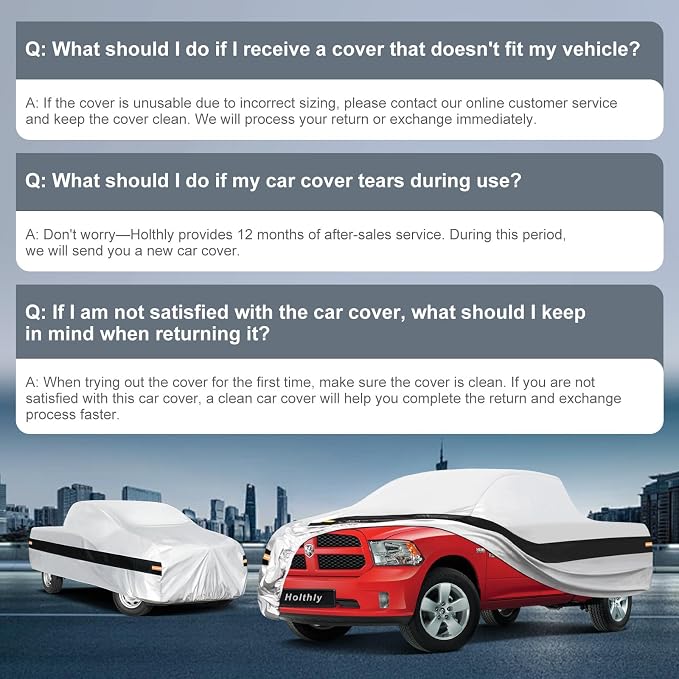 10 Layers Truck Cover Waterproof All Weather Custom Fit for Ford/Ram/Chevrolet Regular Cab Short Bed, Outdoor Full Exterior Pickup Car Cover for Automobiles Sun Rain Snow Ice Protection.Sliver