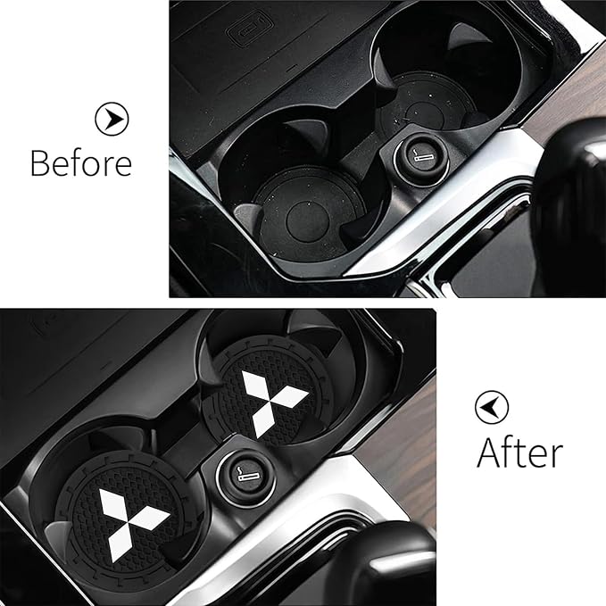 Car Cup Holder Coaster for Mitsubishi Universal Non-Slip Cup Holder Insert Coaster Car Interior Accessories,Black 2PCS