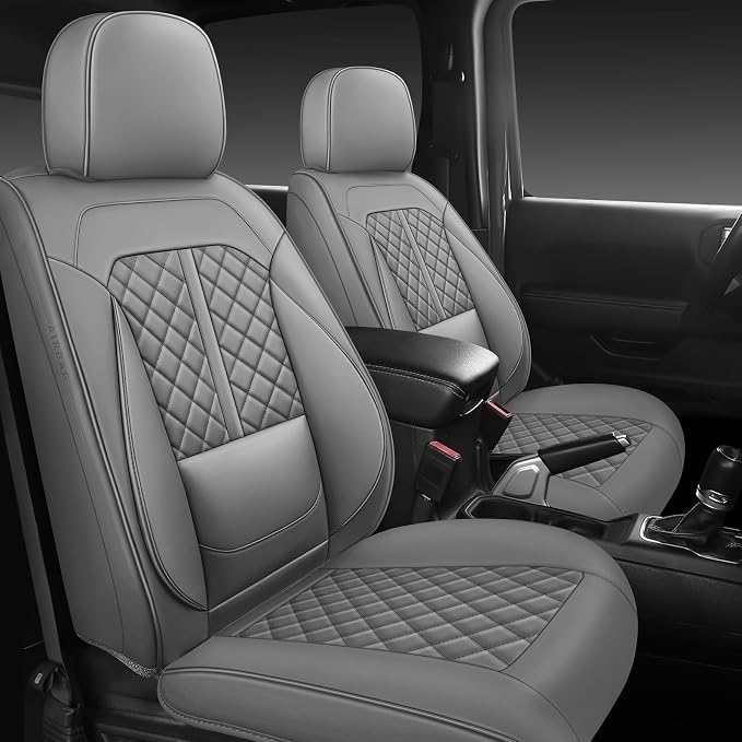 NS YOLO Wrangler Seat Covers 2018-2026,Custom Fit for Jeep Wrangler JK JL 4 Door Unlimited Sahara/Sport/Rubicon X 392 Willys,Waterproof Faux Leather and Lumbar Support (Grey, Full Set-5 Seats(18-26))