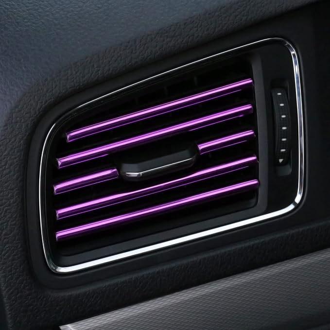 LivTee 20 Pieces Car Air Conditioner Decoration Strip for Vent Outlet, Universal Waterproof Bendable Air Vent Outlet Trim Decoration, Car Interior Accessories (Purple)