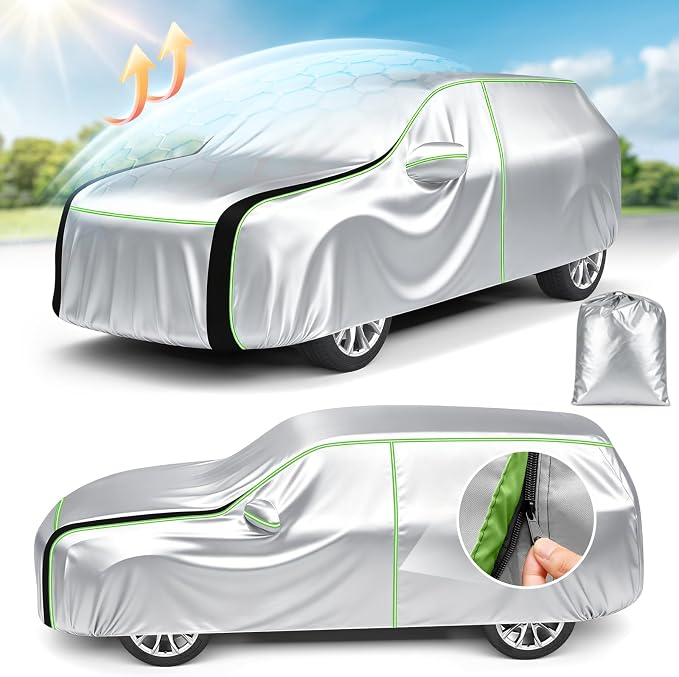 Cartist Hail Protector Car Cover for SUV Waterproof All Weather, Heavy Duty Outdoor Car Cover Sun Uv Rain Protection with Fluorescent Safety Strips, Universal Fit for SUV Jeep (182-190 inch), 420D
