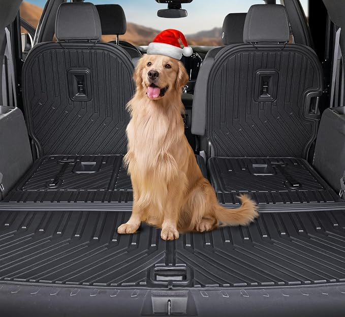 Floor Mat Cargo Mats for 2018-2022 2023 Chevrolet Chevy Traverse 7 Seats Car Mat Accessories, All Weather TPE Backrest and Lower Trunk Cargo Liner (18-23 7 Seats Set)