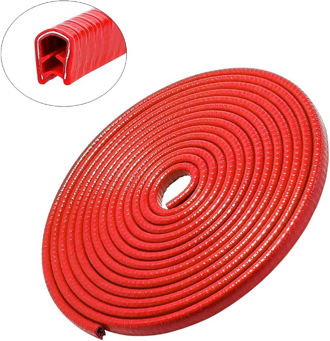 Fekey&JF Car Door Edge Guards, 10FT U-Shape Rubber Seal, Universal Car Door Protector, No Glue Required, Red