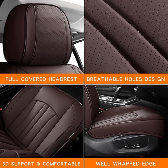 MINGBRON Car Seat Covers,Car Seat Protector Waterproof,Seat Covers Full Set, Car Seat Protectors,Automotive Seat Covers Fit for Most Cars Brown