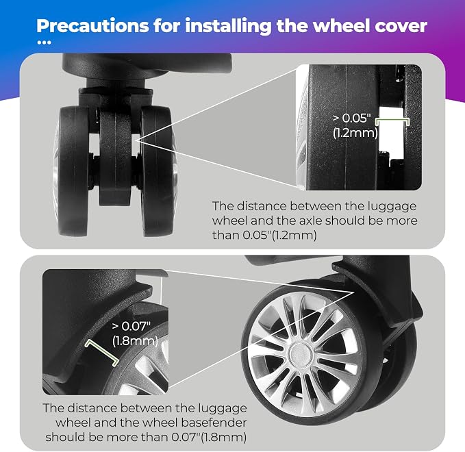 8Pcs Luggage Wheel Covers, Travel Accessories (Gradient Blue & Purple) | Wear-resistant & anti-noise silicone covers. Fits 2-2.4" wheels. Protects suitcase wheels. Travel essential for suitcases
