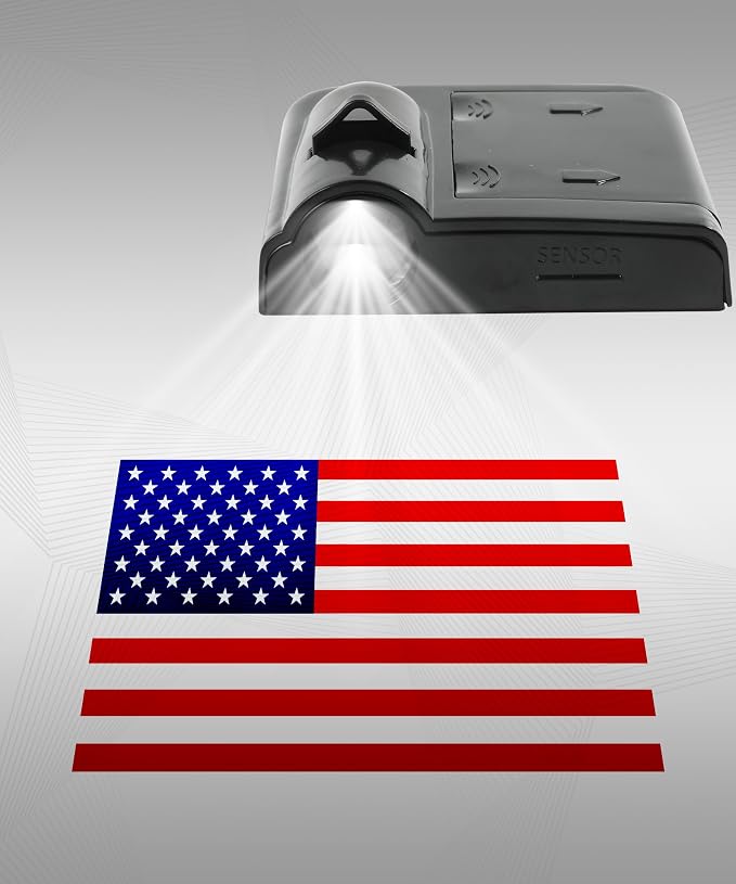 2PCS Car Door Lights,Car Accessories Wireless LED Logo Door Projector Light,Automotive Running Board Light Assemblies,Welcome Lights for Cars,Suitable for Most Cars (Red American Flag)