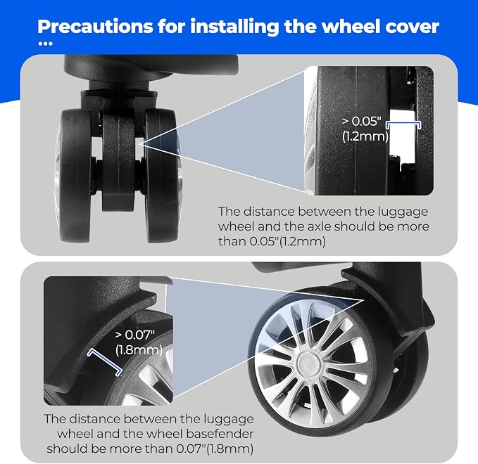 8Pcs Upgrade Luggage Wheel Covers, Travel Accessories (Blue) | Wear-resistant & anti-noise silicone covers. Fits 2-2.4" wheels. Protects suitcase wheels. Travel essential for suitcases