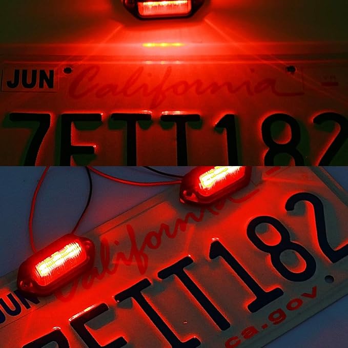 LivTee License Plate LED Light 2PCS, Universal 12V Waterproof Tag Lamp for Car Truck SUV RV Trailer Boat Van, Red