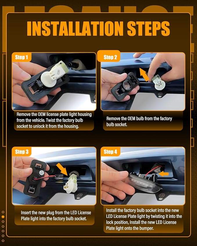 LESAUCE LED License Plate Light For Subaru Impreza WRX STI XV Crosstrek BRZ Legacy Forester Scion FR-S Toyota 86, 6000K White LED Tag Lights, IP68 Waterprooof, 2PCS