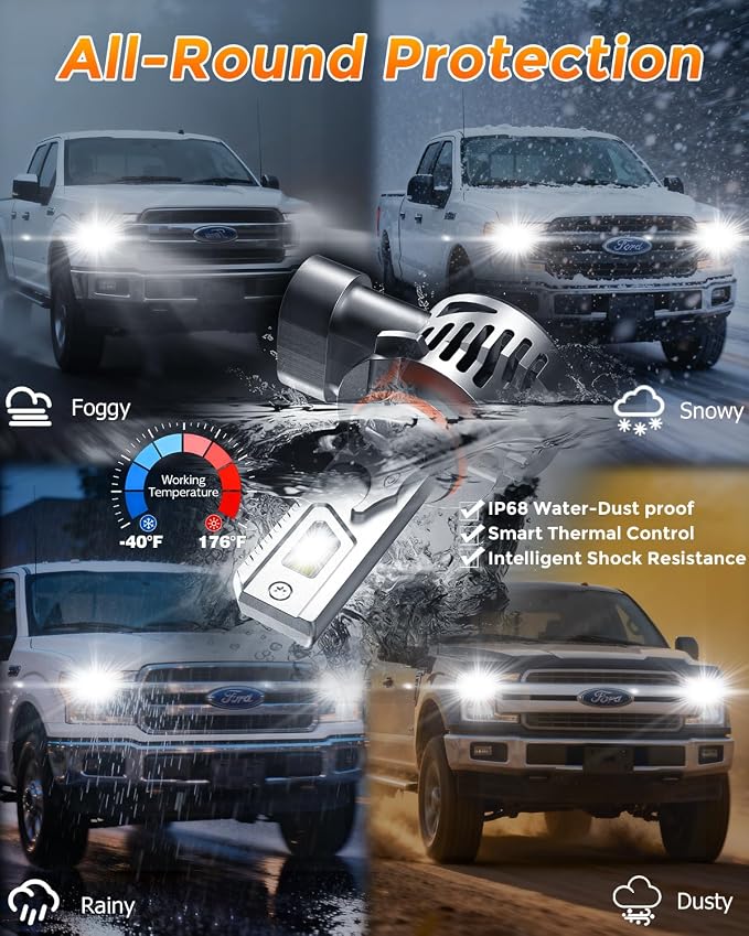 90 05 Light Bulbs for Cars, 6500K Cool White 95,000 LM 1500% Ultra Bright,1:1 Beam Pattern Led Fog Light, Plug and Play,Pack of 2