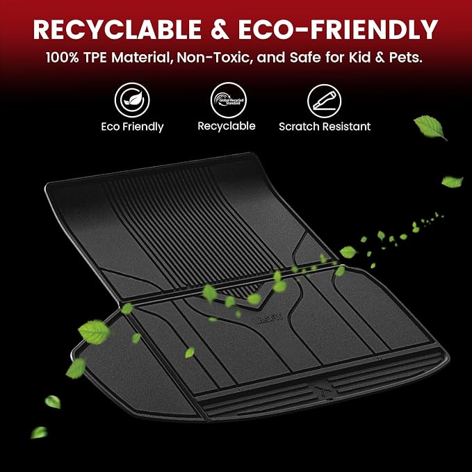 LASFIT Premium Extra Thick Trunk Mats for Tesla Model S & Plaid 2021-2025 | 100% TPE All Weather Custom Fit Frunk Mat Sub Trunk Mat Cargo Liner Set, 3PC Black