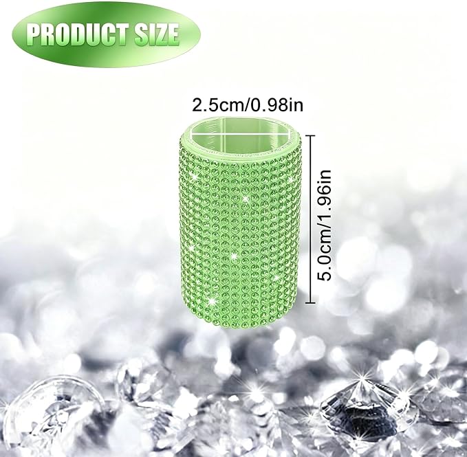 Upright Car Chapstick Holder, Bling Insulating Lip Balm Holder,Rhinestone Car Accessories for Women Interior ,Suitable for Most Vehicles. (Green)