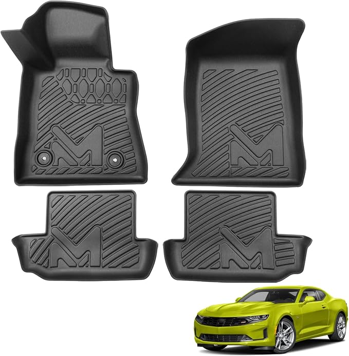 TPE Automotive Floor Mats Custom for 2016-2024 Chevrolet Chevy Camaro, All Weather Cover Protection Waterproof Black Floor Liner Front & Rear Row Full Set Car Mats, 4PCS