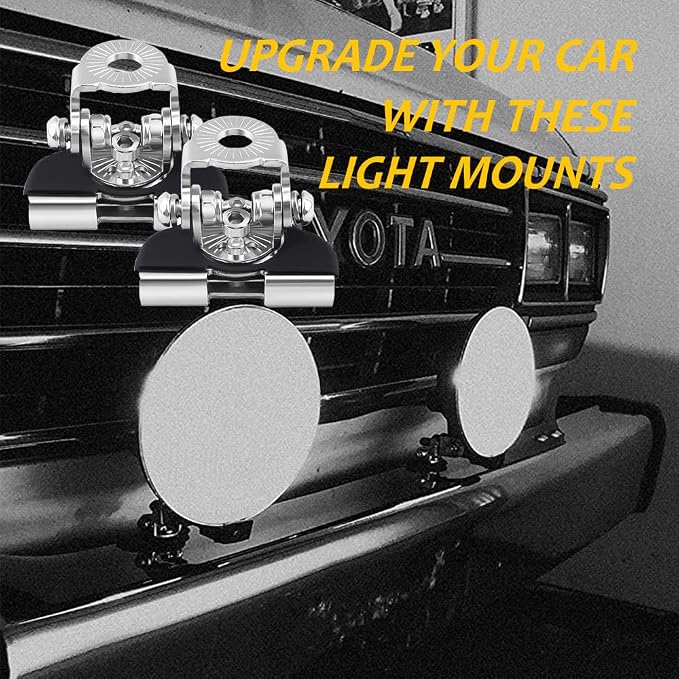 Universal LED Light Bar Mounting Brackets, Hood Mount Brackets A Pillar Hood Clamp Work Light Holder 304 Stainless Steel for Off Road Car Jeep Truck SUV 2PCS