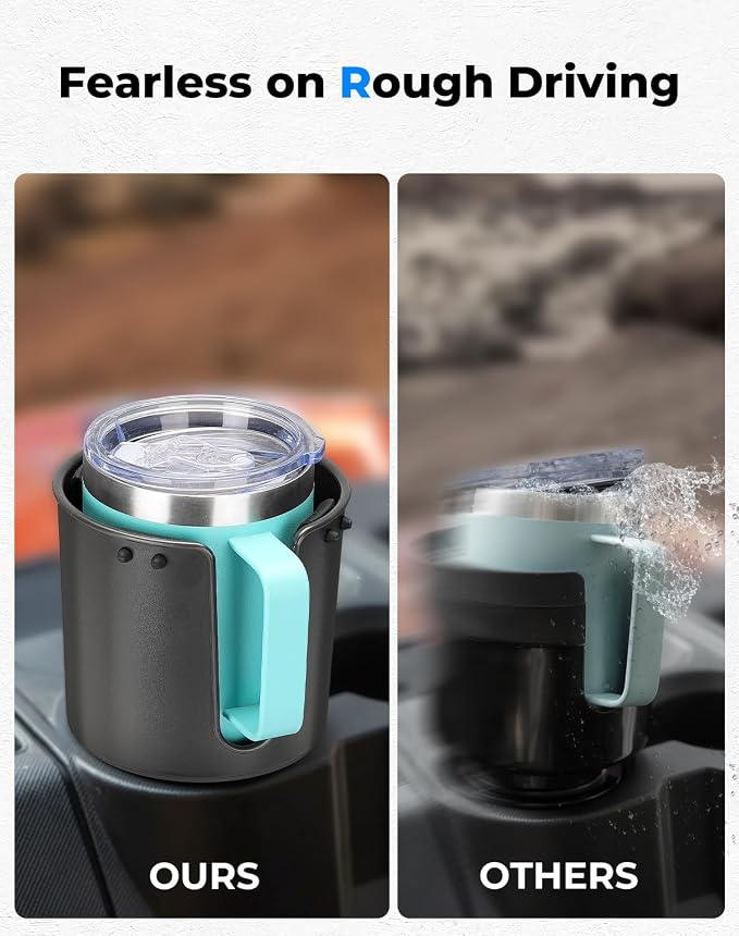 KEMIMOTO Cup Holder Expander for Car, Compatible with Hydro Flask 32/40oz, Yeti 24/30/36oz, Other Bottles in 18-40oz, Large Cup Holder Adapter Fits for Universal Vehicle, Silver Gray