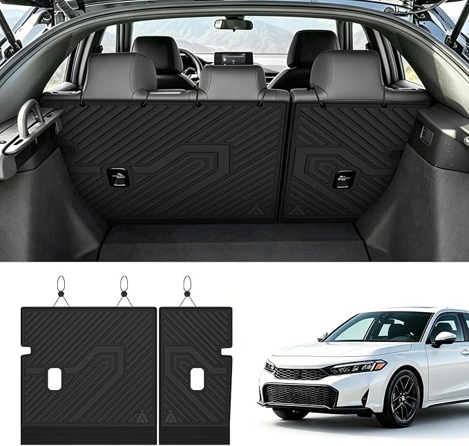 LASFIT All Weather Floor Mats for Honda Civic 2022-2026 - Back Protector | 3D laser custom fit for 22-26 Civic(Only fit Hatchback) | Flexible non-curl recyclable TPE | anti-slip & easy wash