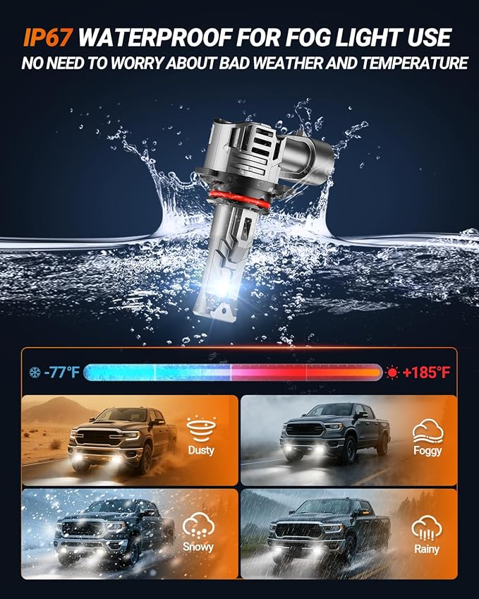 SEALIGHT 9005 Bulbs 800% Brightness 40000LM Super Bright, OEM Fit 6500K White, 20 Years Lifespan with Silent Fan & Heat Dissipation, IP68 & Error-Free Installation, 2 Pack