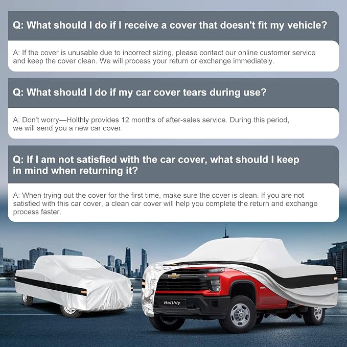 10 Layers Truck Cover Waterproof All Weather Custom Fit Chevrolet Silverado 2500 3500 Extended/Crew Cab Short Bed, Outdoor Full Exterior Pickup Car Cover Sun Rain Snow Protection. Sliver