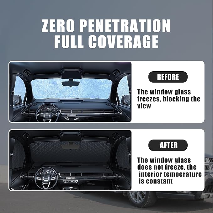 1 PC Car Half Car Cover Sunshade, Windshield Hood Front Window All-Season Protection Waterproof Dustproof Frostproof Car Cloth, Outdoor Foldable Protective Cover, Universal for Cars (Silver)