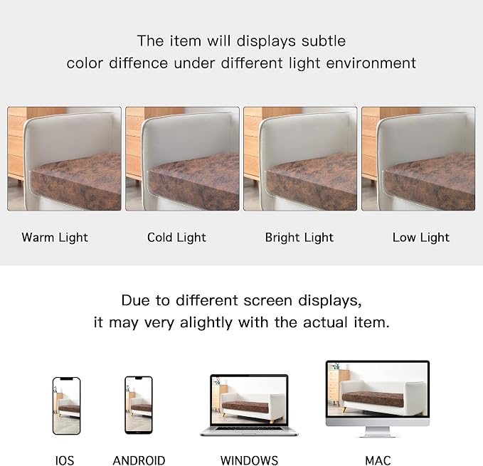 Yates Home PU Leather Couch Sofa Cushion Slipcover Elastic Chair Seat Covers Loveseat Slip Cover for Seater Replacement in Living Room(X-Large, Brown