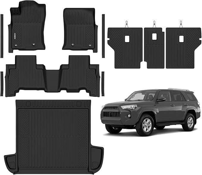 Naibeve Floor Mats for 2013-2024 Toyota 4Runner 5 Seats | All Weather Custom Fit Floor Mats, Cargo Mat, Backrest Mats, Door Sill Guards Interior Protector accessories