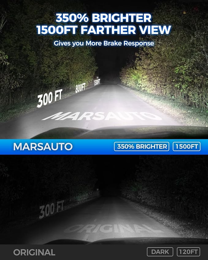 Marsauto D4S HID Xenon Bulbs 600% Brightness 6500K Cool White 66440 42402 42402 Replacement 35W IP68 Waterproof Pack of 2