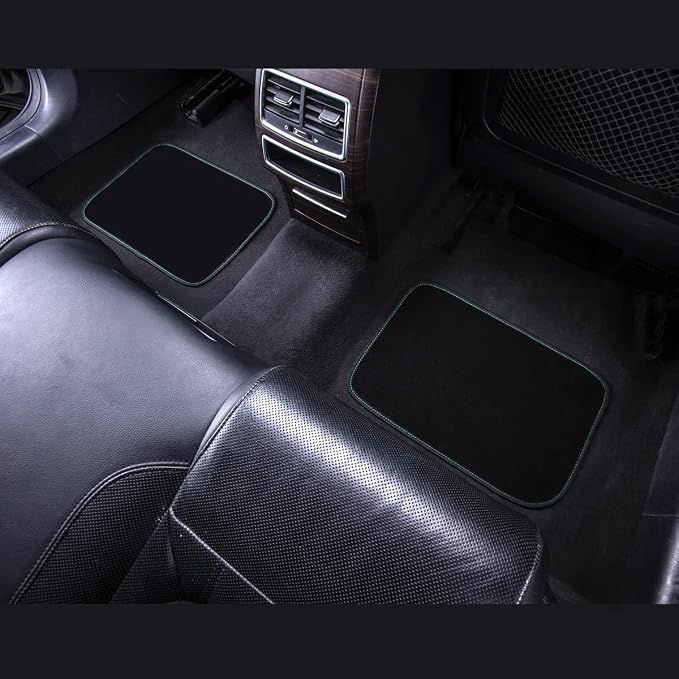 CAR PASS Embroidery Butterfly Car Floor Mats, Green Carpet Floor mats with Heel Pad, Universal Fit for Suvs,Sedans,Trucks,Cars, Set of 4 (Black and Green)