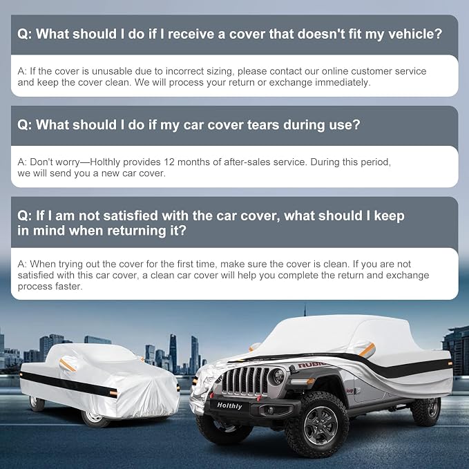 10 Layers Truck Cover Waterproof All Weather Custom Fit for Jeep Gladiator(2019-2026), Outdoor Full Exterior Pickup Car Cover for Automobiles Sun Rain Snow Ice Protection. Sliver